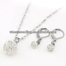 Top Quality Titanium Steel Jewelry Set White Crystal Necklaces And Earrings Sets JS06